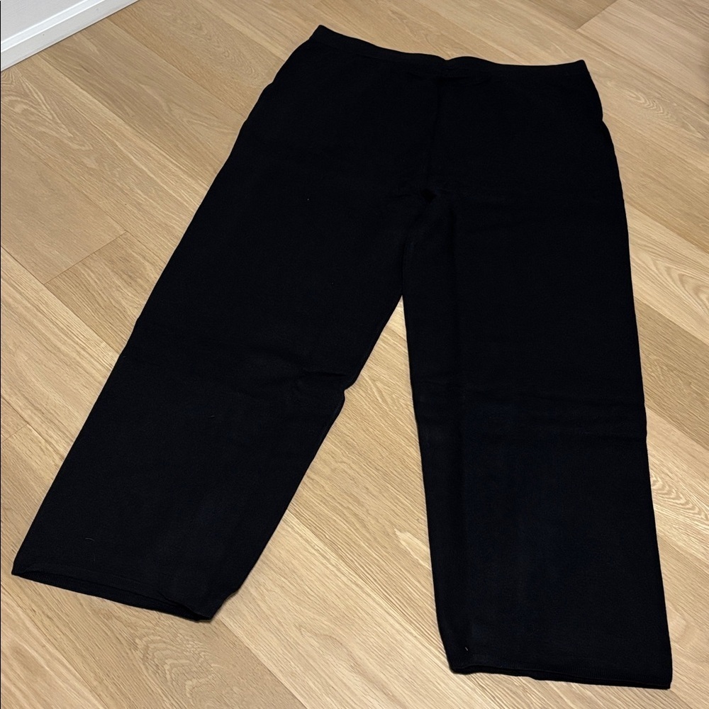 WYNNE LAYERS (1X) Sweater Knit Wide-Leg Pants Pockets Pull-On Soft Black NWT - Picture 10 of 12